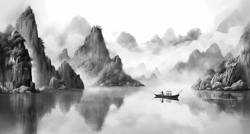 手绘中国风意境水墨风景画,插画/手绘图,插画/手绘图库,插画/手绘图下载,插画/手绘